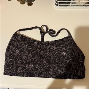 Lululemon Athletica Black and White Floral Sports Bra